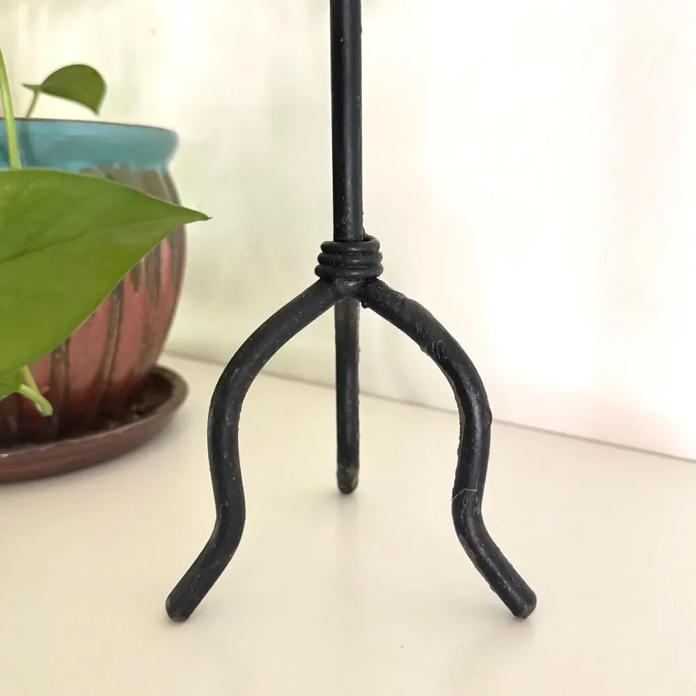 Vintage 90s Sun Moon Metal Candle Holder / Signed Hand Painted Celestial Art